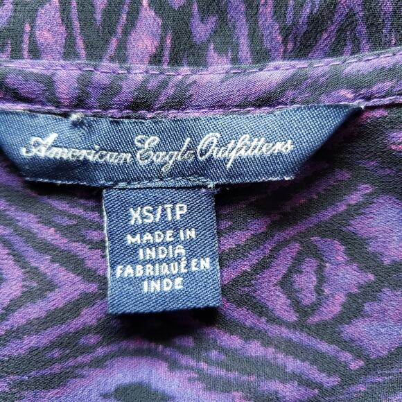 American Eagle Outfitters Semi Sheer Henley Blouse Whimsigoth Y2K Fairy Goth - Picture 10 of 10